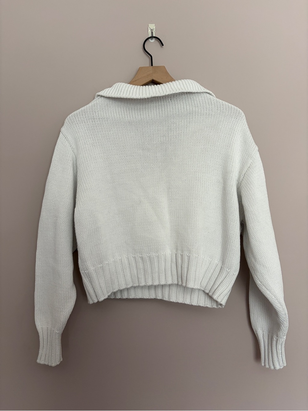 Quince Cropped Cotton Polo Sweater Ivory - Picture 3 of 5